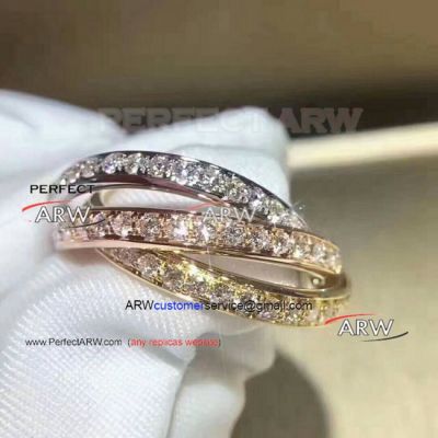 Perfect Replica Cartier Trinity de Cartier Diamonds 925 Ring Steel Gold Rose Gold